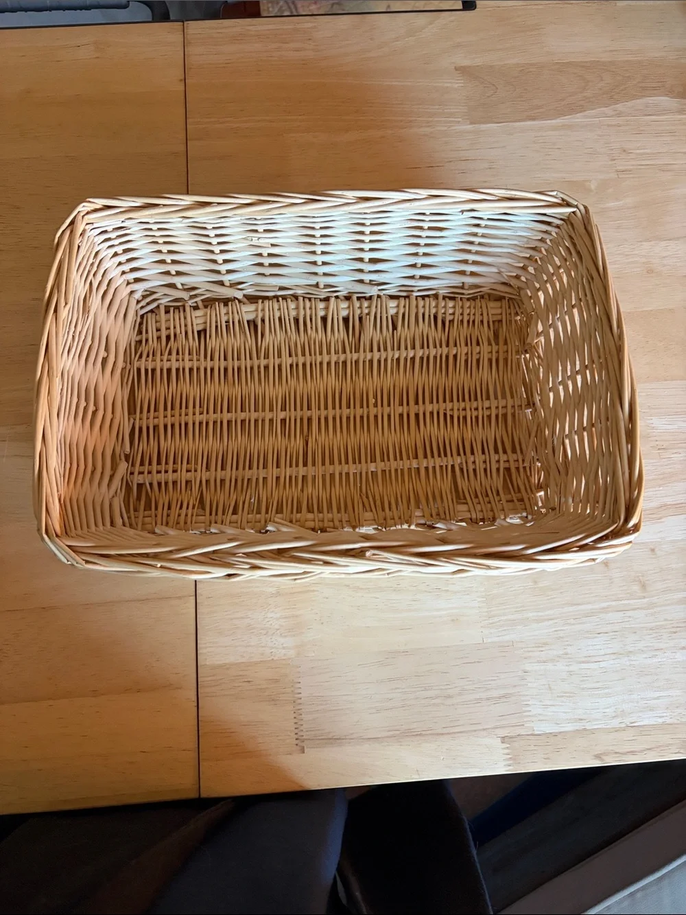 Woven Rectangular Storage Basket in Natural Cream-Tan